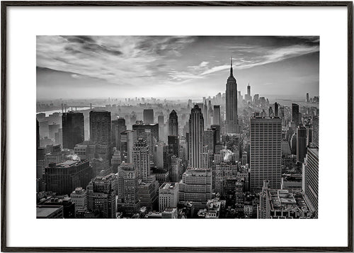 Arte para cozinha Skyline de Manhattan em preto e branco – Black Frame