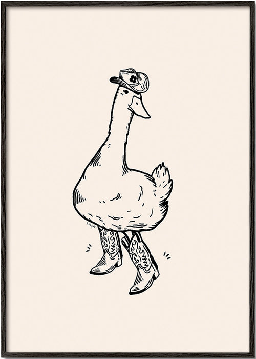 Quadro pato vaqueiro ilustrado – Black Frame