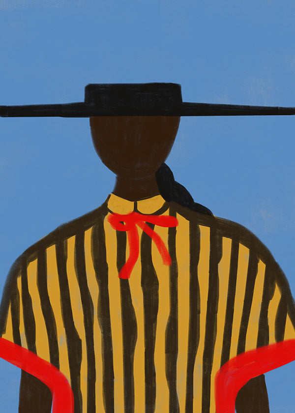 Ilustração de figura com chapéu e riscas