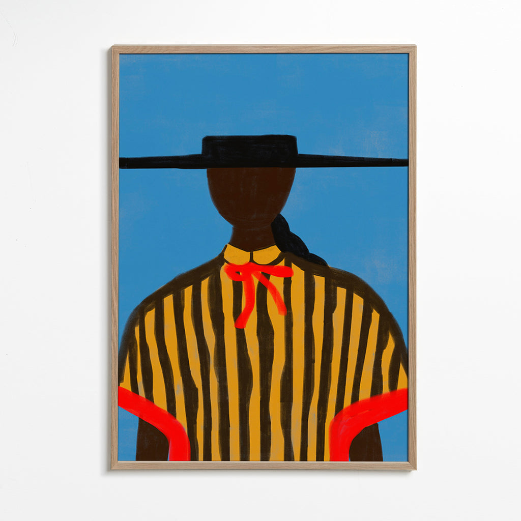 Ilustração de figura com chapéu e riscas – Oak Frame