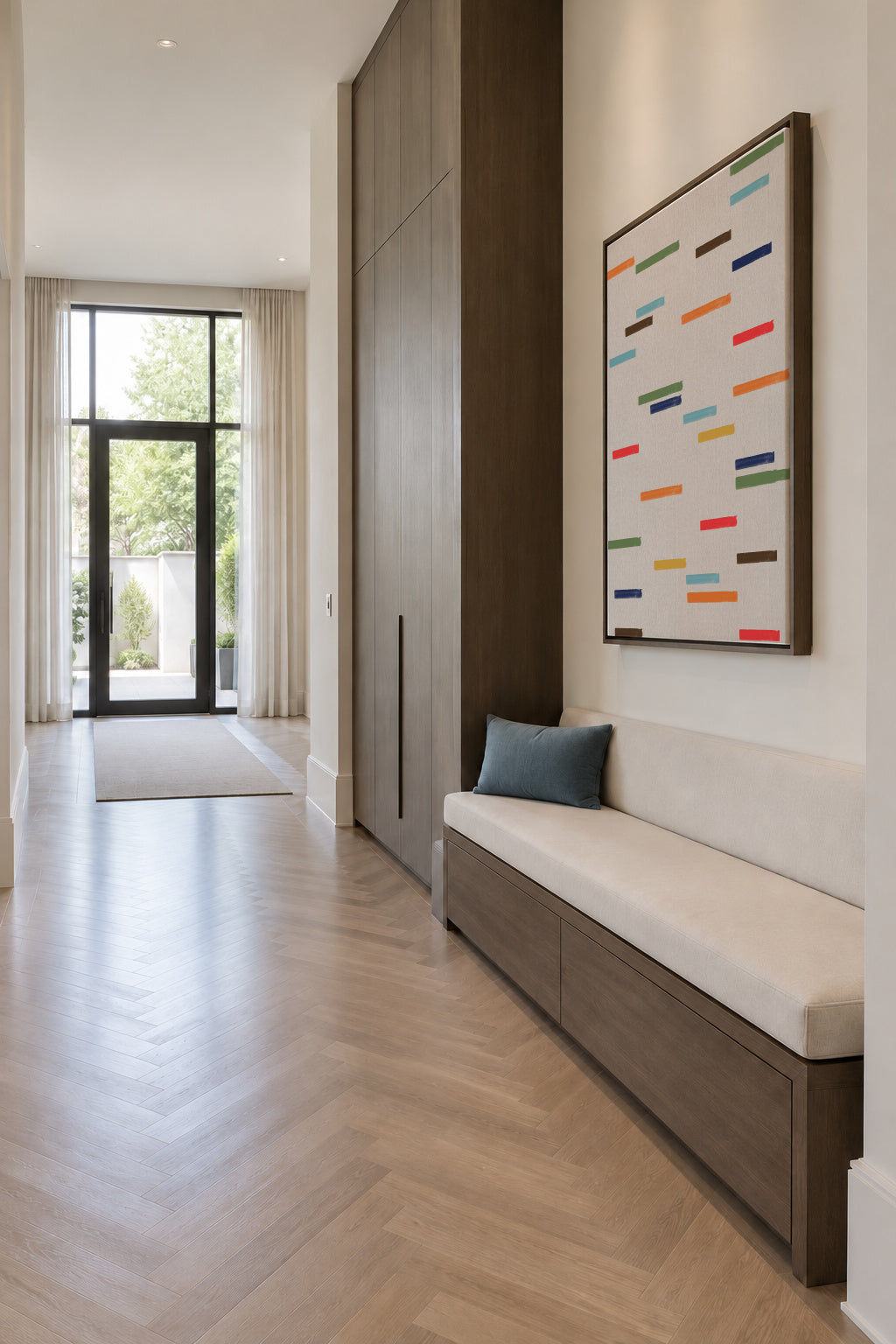 Floating Stripes - Framed canvas in an interior