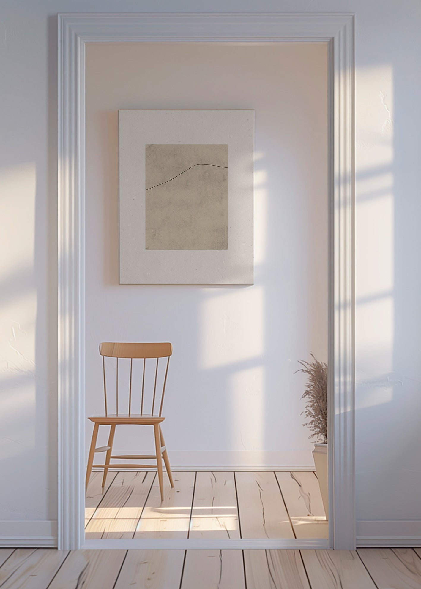 Quadro minimalista linha curva sobre bege – Canvas