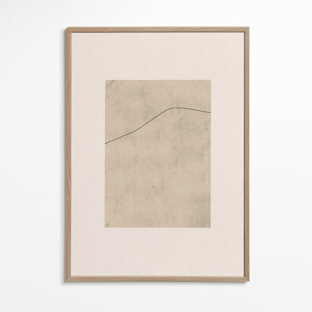 Quadro minimalista linha curva sobre bege – Oak Frame