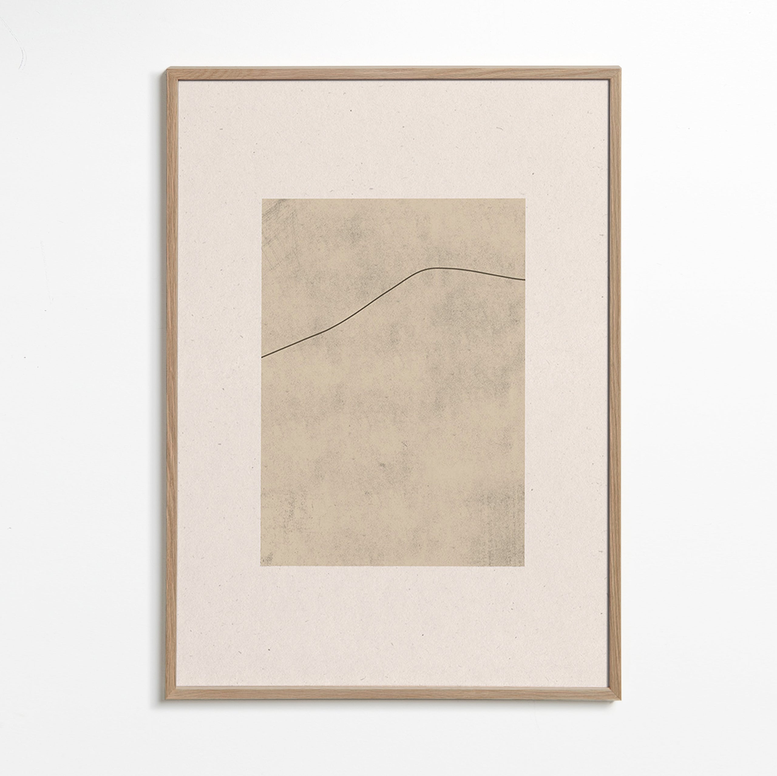 Quadro minimalista linha curva sobre bege – Oak Frame