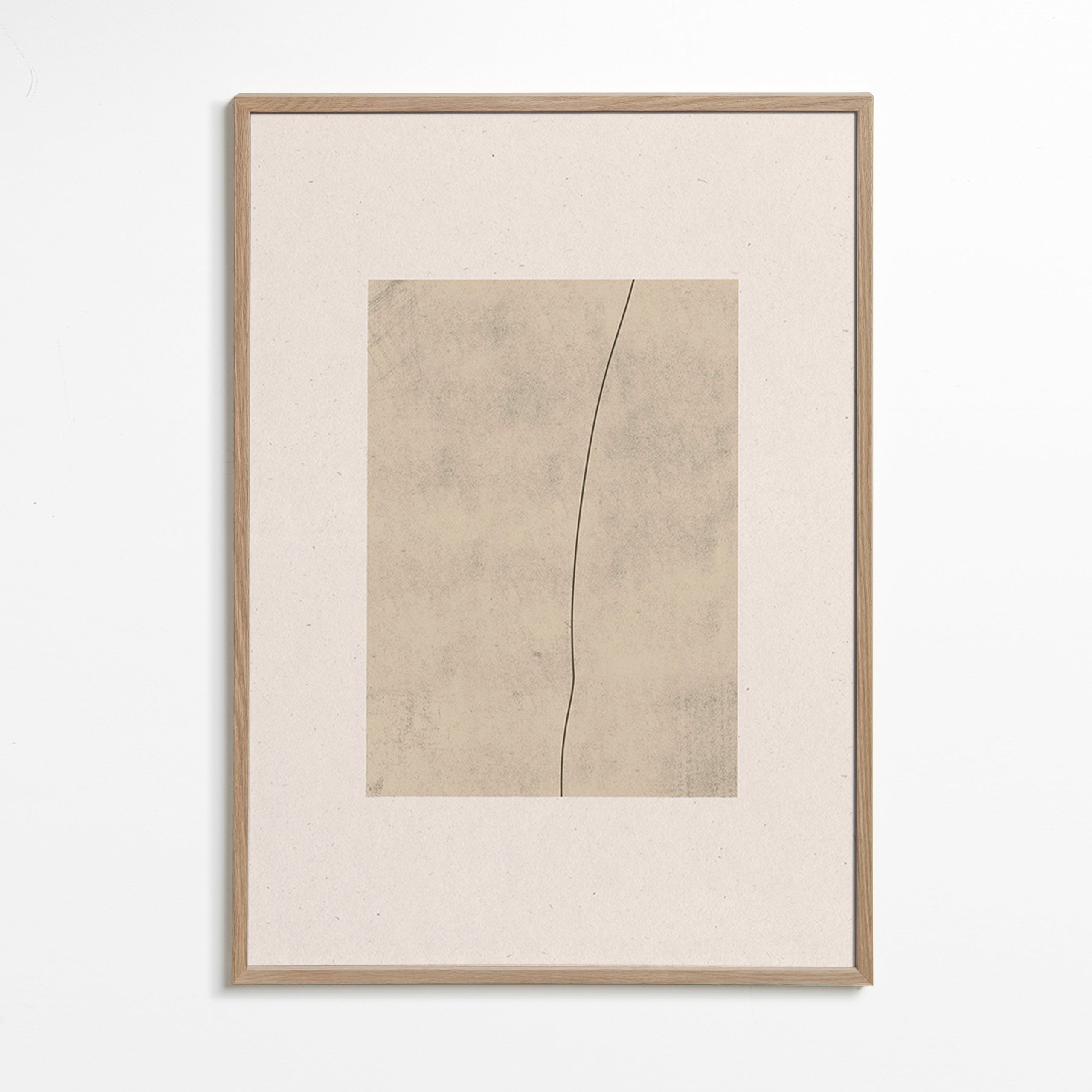 Quadro minimalista com linha curva sobre textura bege – Oak Frame
