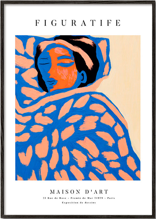 Ilustração figurativa mulher envolta – Black Frame