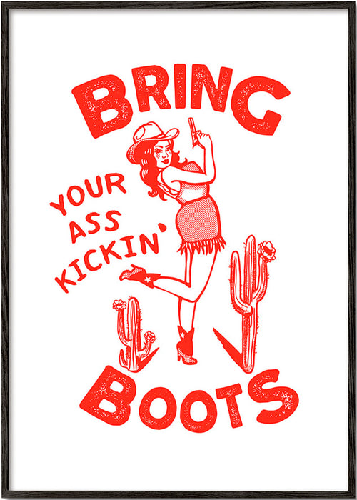 Ilustração cowgirl com slogan engraçado – Black Frame