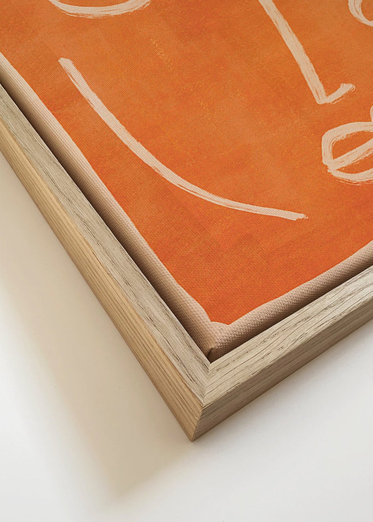 Arte abstrata rosto linear laranja – Canvas detail