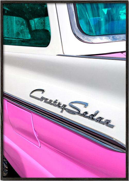 Arte vintage Country Sedan detalhe cromado – Black Frame