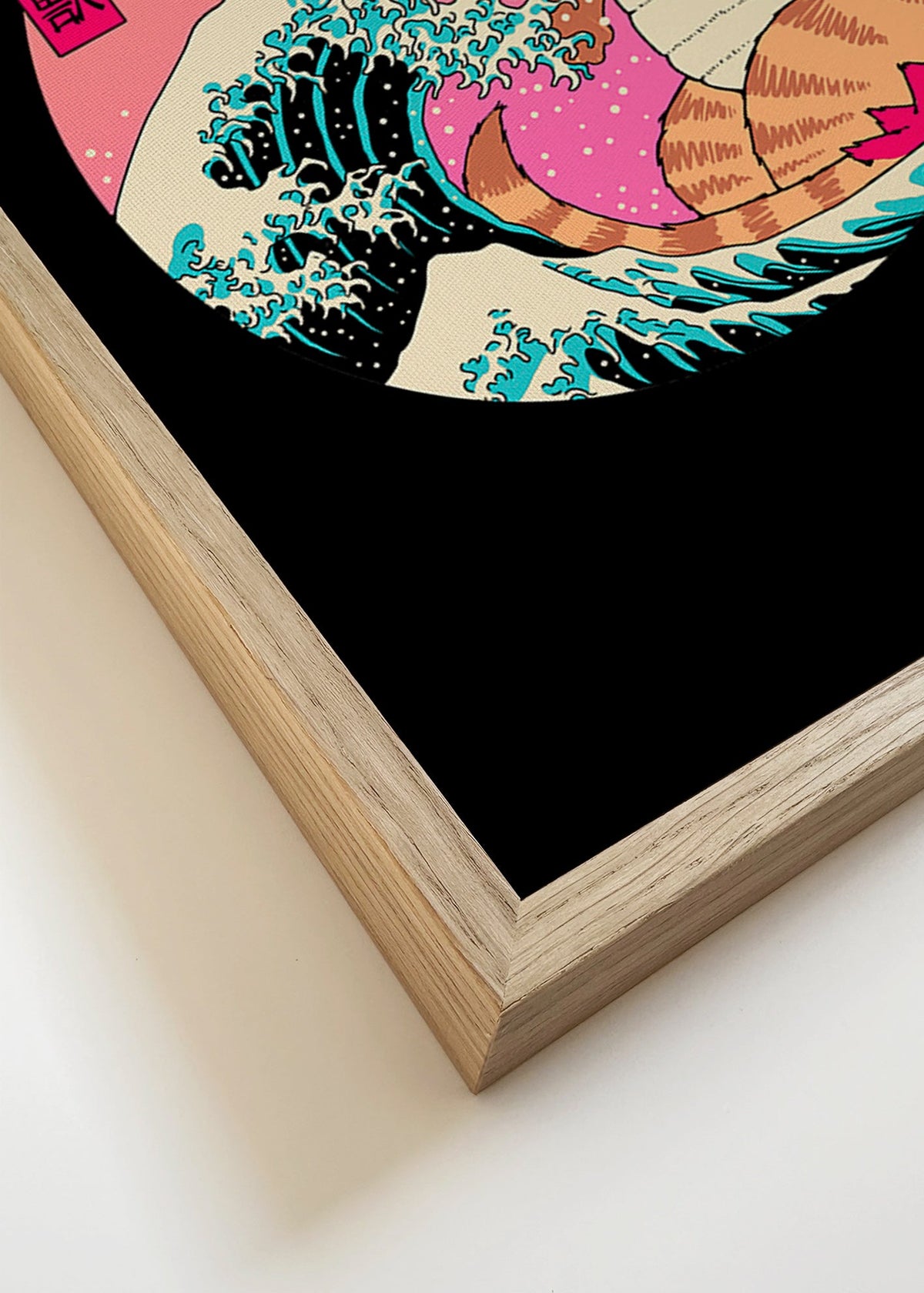 Ilustração gato kaiju com onda – Canvas detail