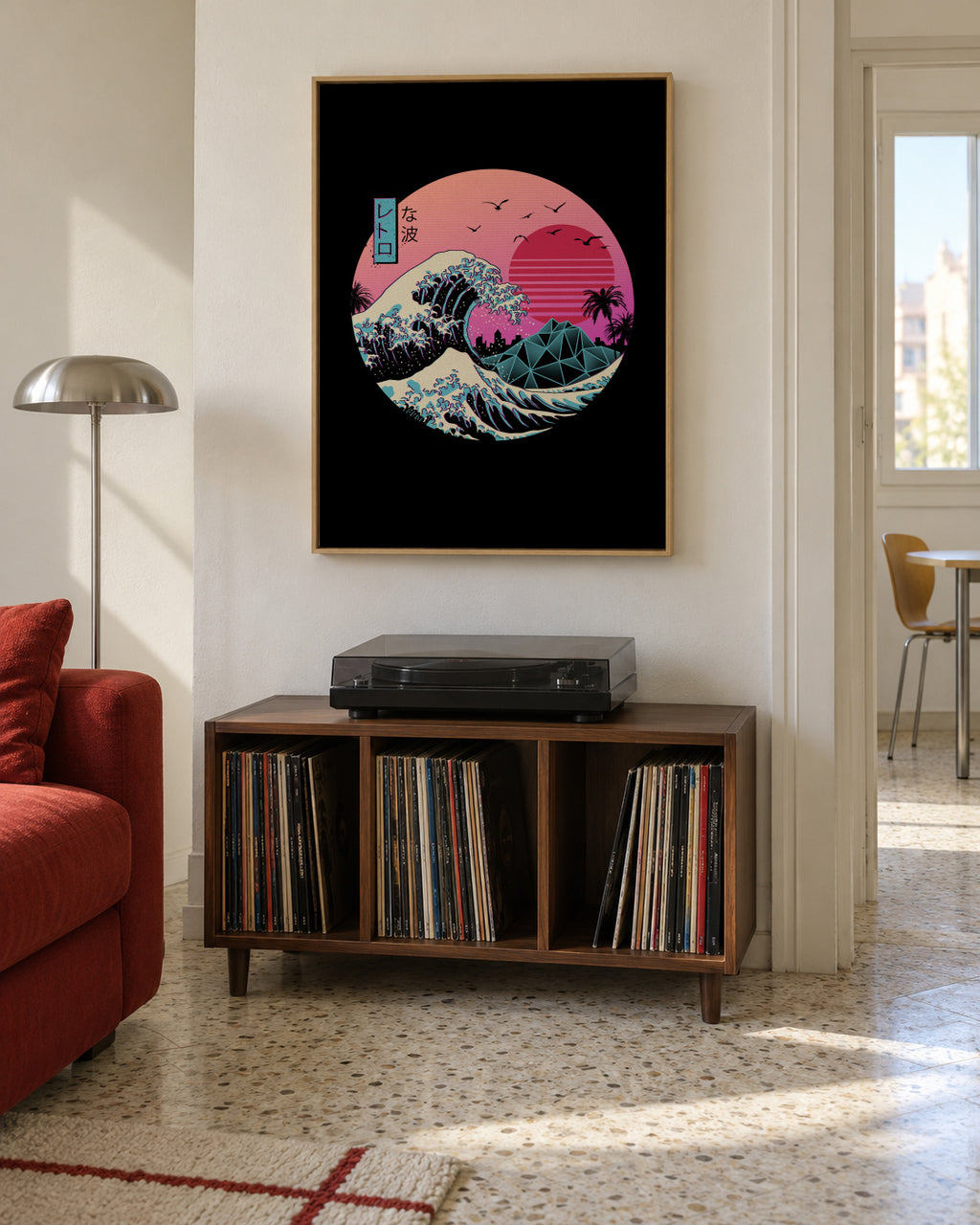 Great Retro Wave - Framed canvas in an interior