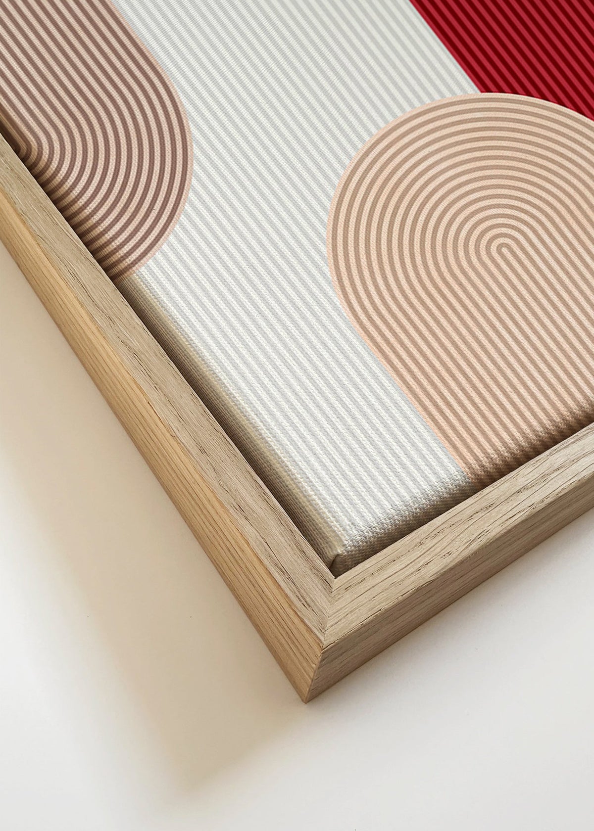 Poster geométrico com arcos vermelho e bege – Canvas detail