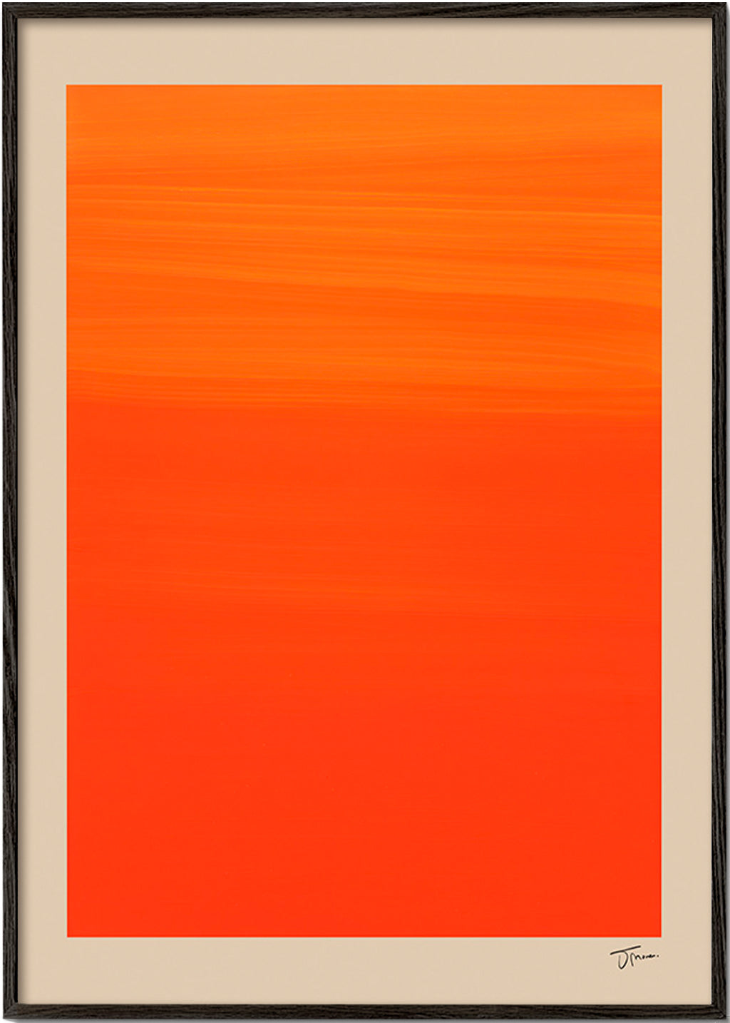 Quadro abstrato horizonte laranja – Black Frame