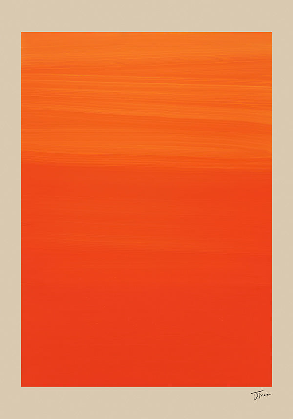 Quadro abstrato horizonte laranja