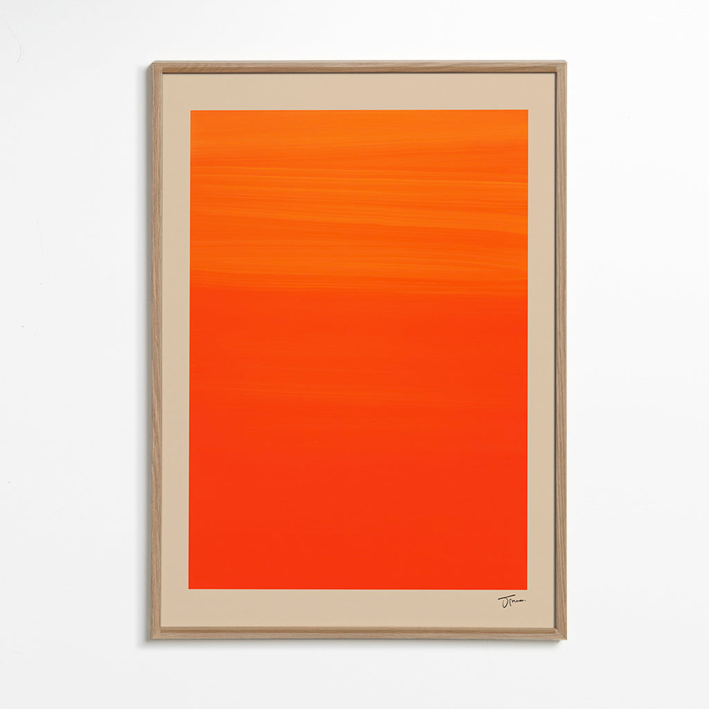Quadro abstrato horizonte laranja – Oak Frame