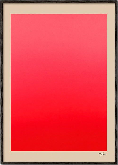 Obra abstrata em degradê vermelho assinada – Black Frame