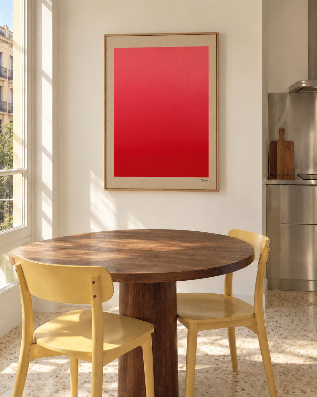 Crimson Aura - Framed canvas in an interior