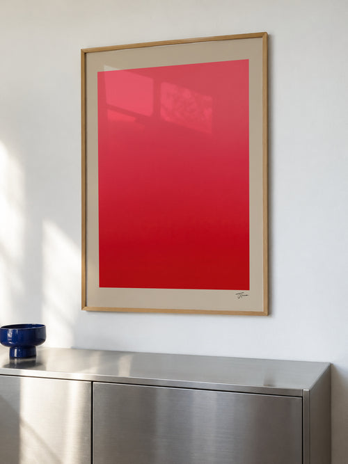 Crimson Aura - Framed poster in an interior