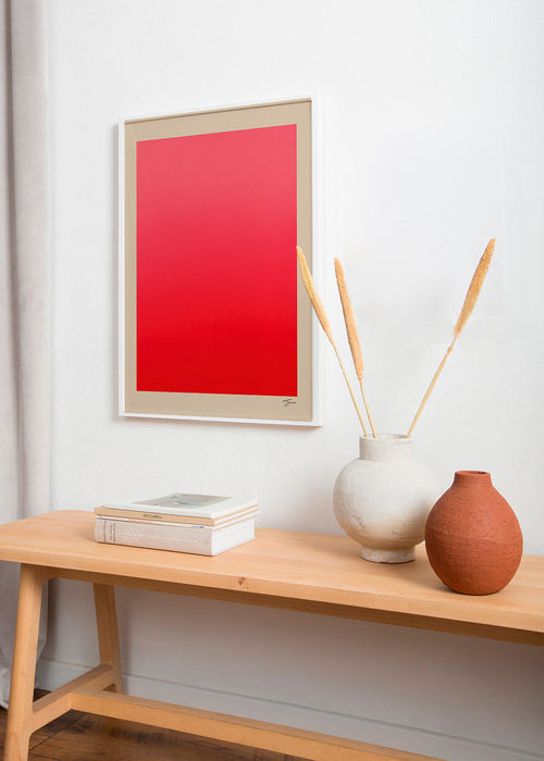 Obra abstrata em degradê vermelho assinada – Product1