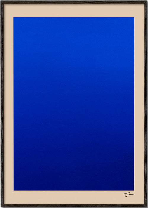 Quadro abstrato campo azul com borda bege – Black Frame