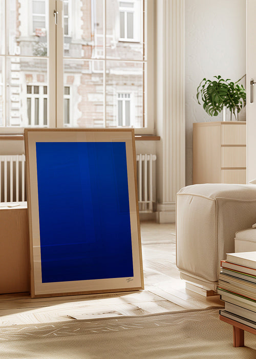 Quadro abstrato campo azul com borda bege – Product1