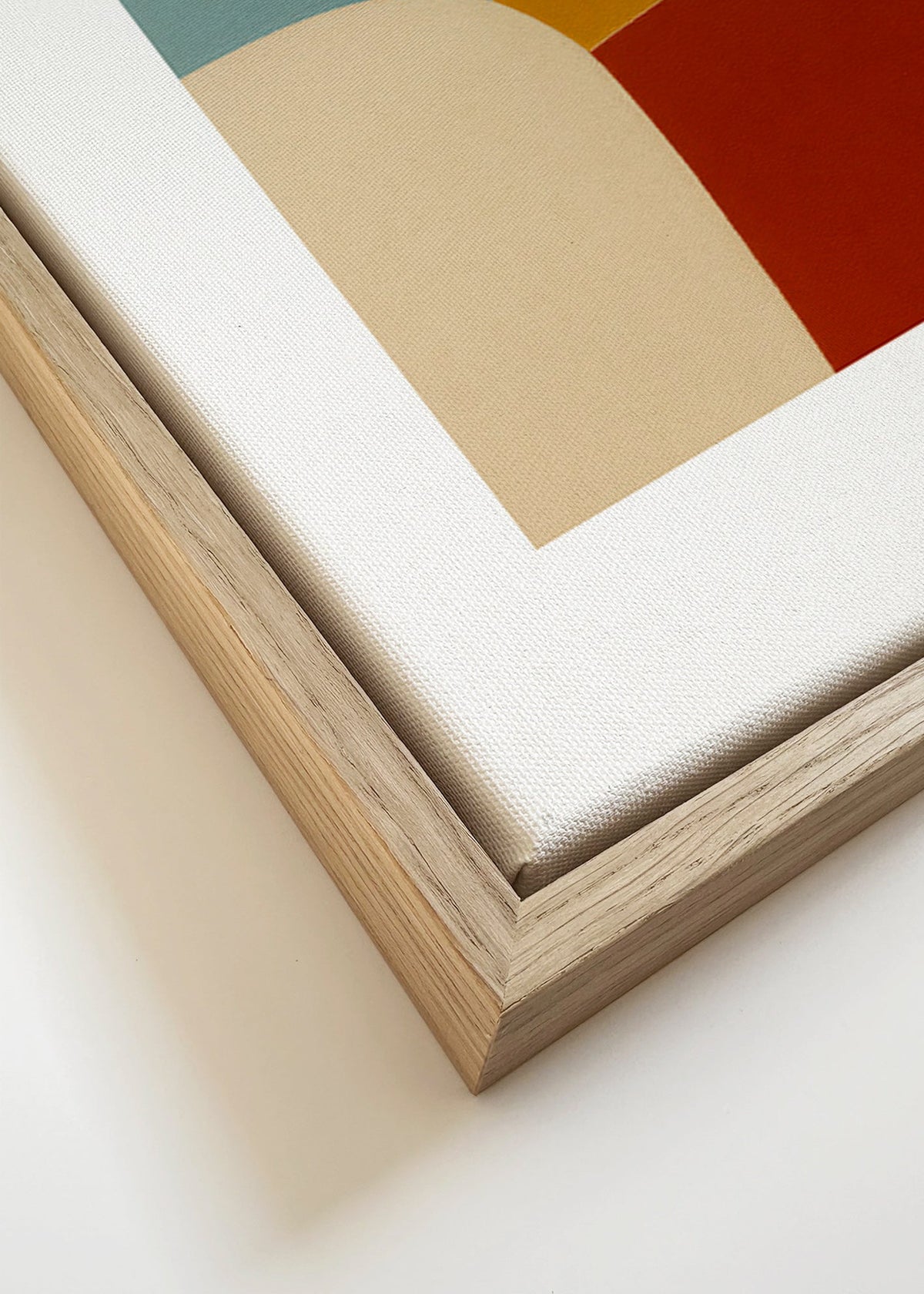 Quadro geométrico com curva e blocos ocres – Canvas detail