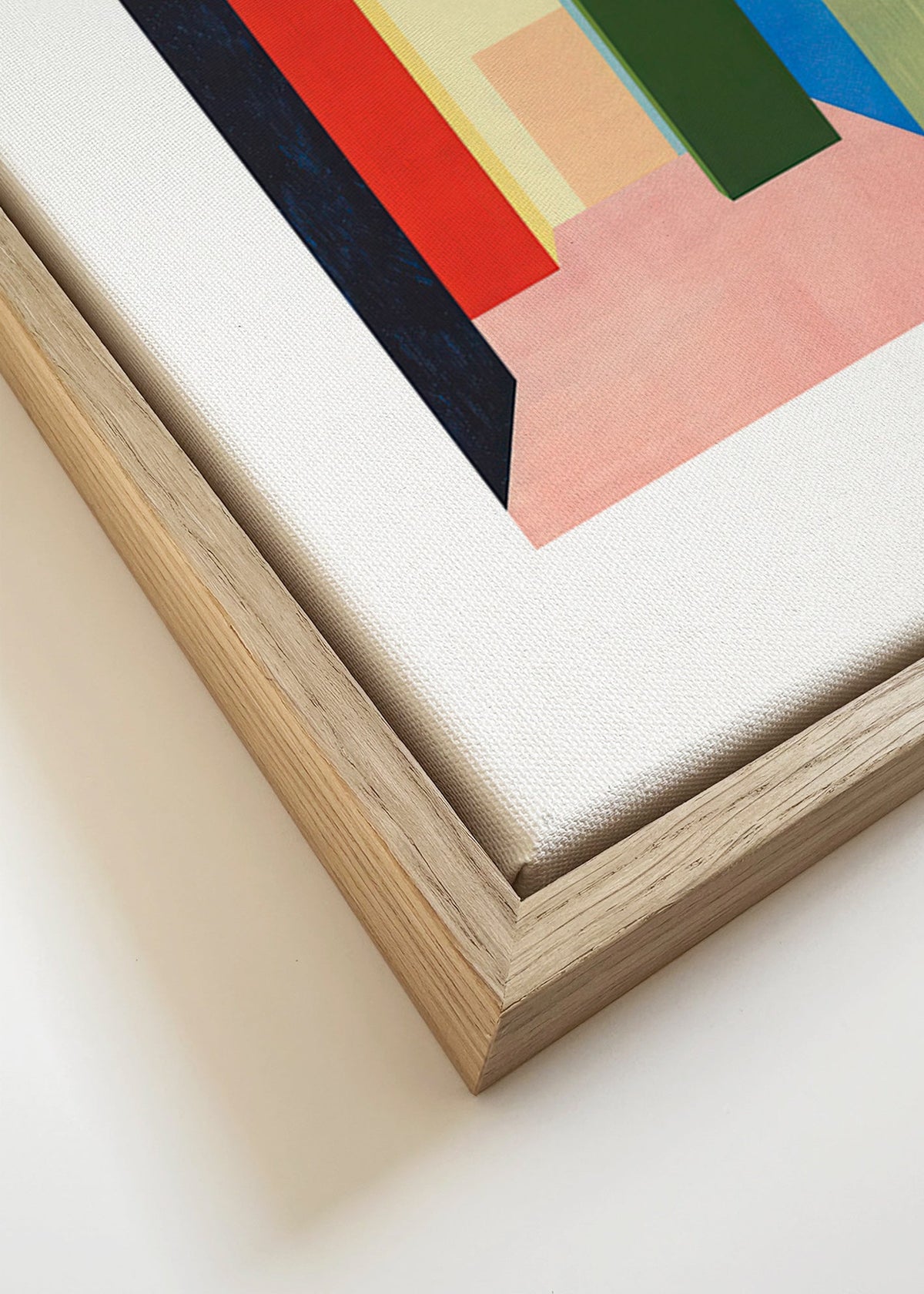 Quadro geométrico corredor em blocos de cor – Canvas detail