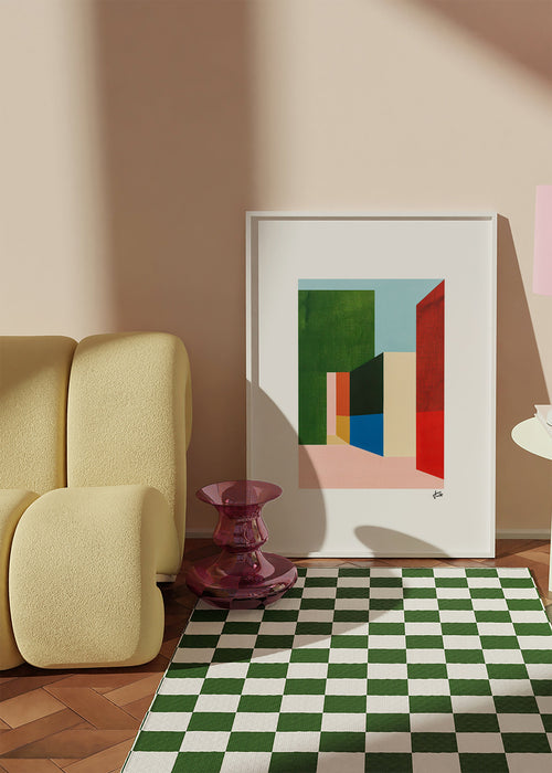 Quadro geométrico com volumes coloridos – Product1