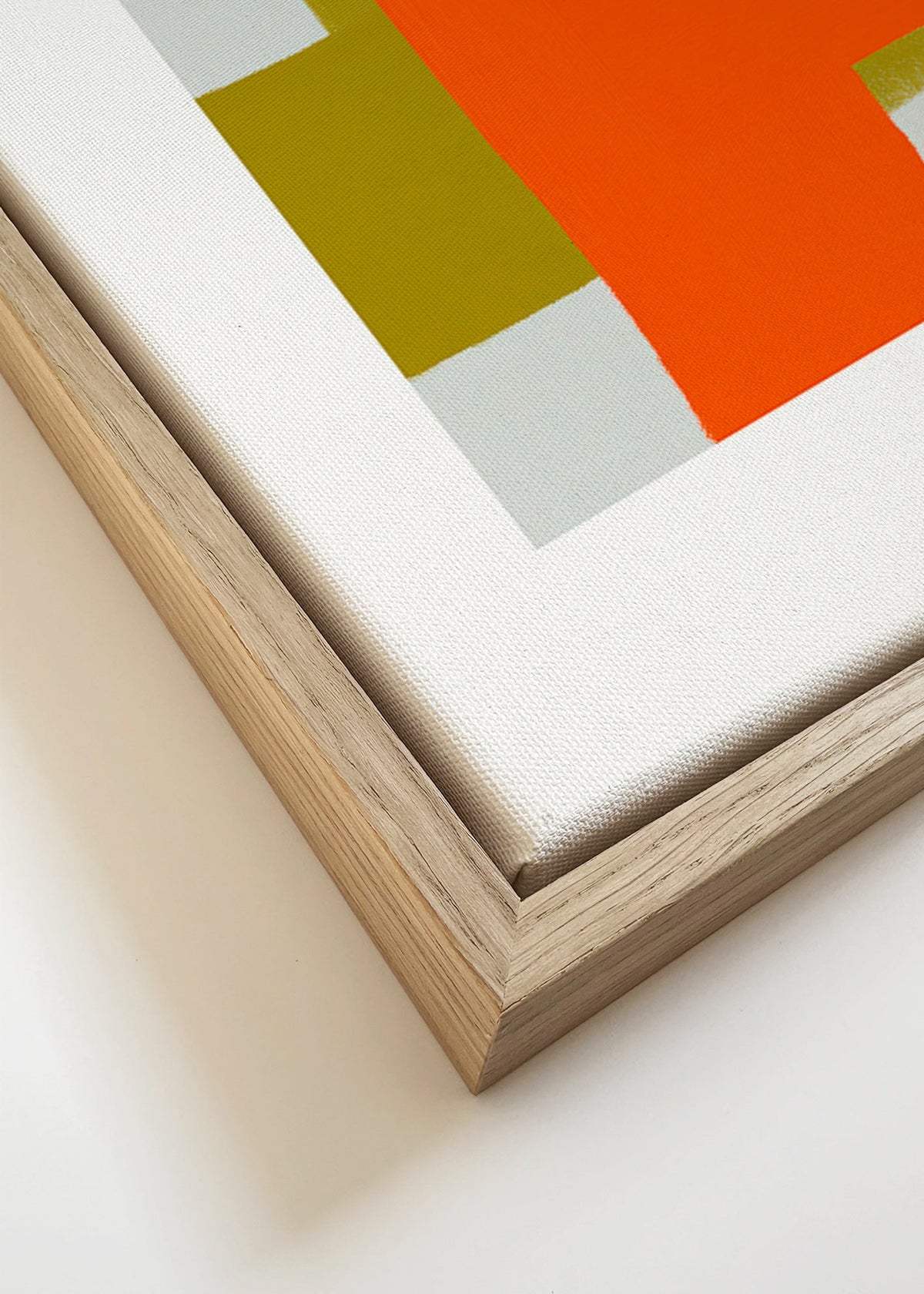 Arte abstrato laranja e verde com formas verticais – Canvas detail