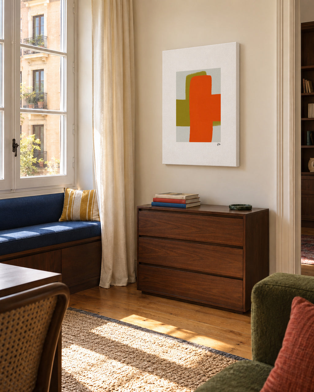 Signal Orange - Unframed canvas in an interior