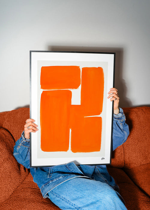 Quadro geométrico com blocos laranja – Product1