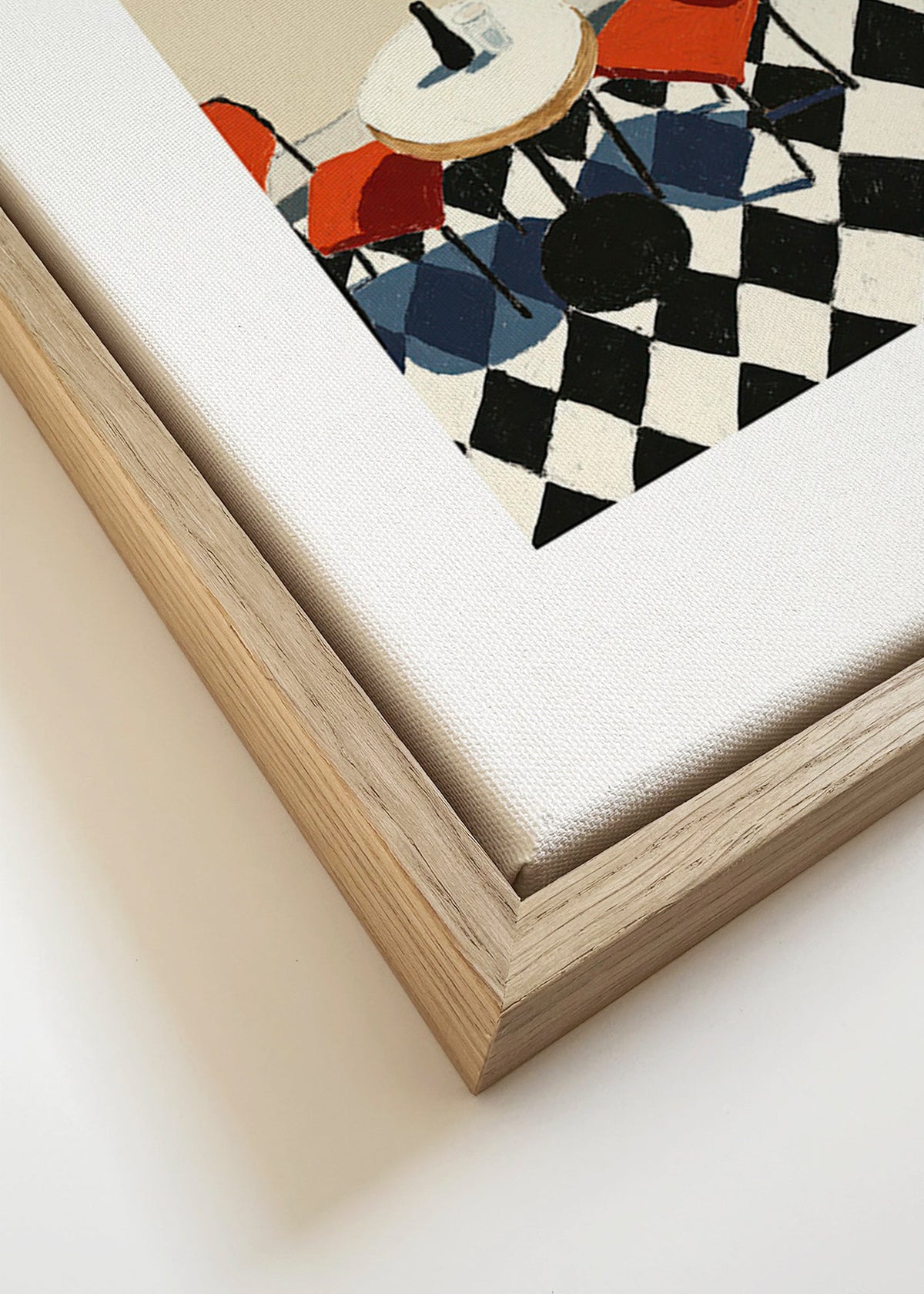 Arte para cozinha: mesa de café em chão xadrez – Canvas detail
