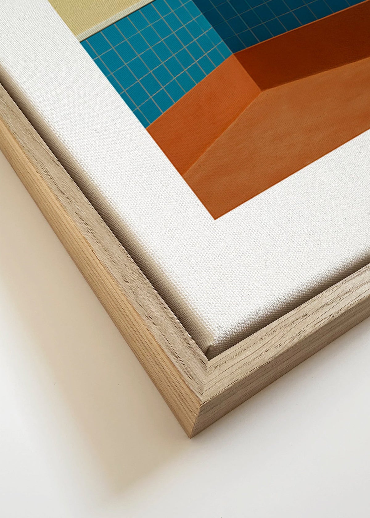 Design minimalista: canto com azulejos azuis e chão terracota – Canvas detail