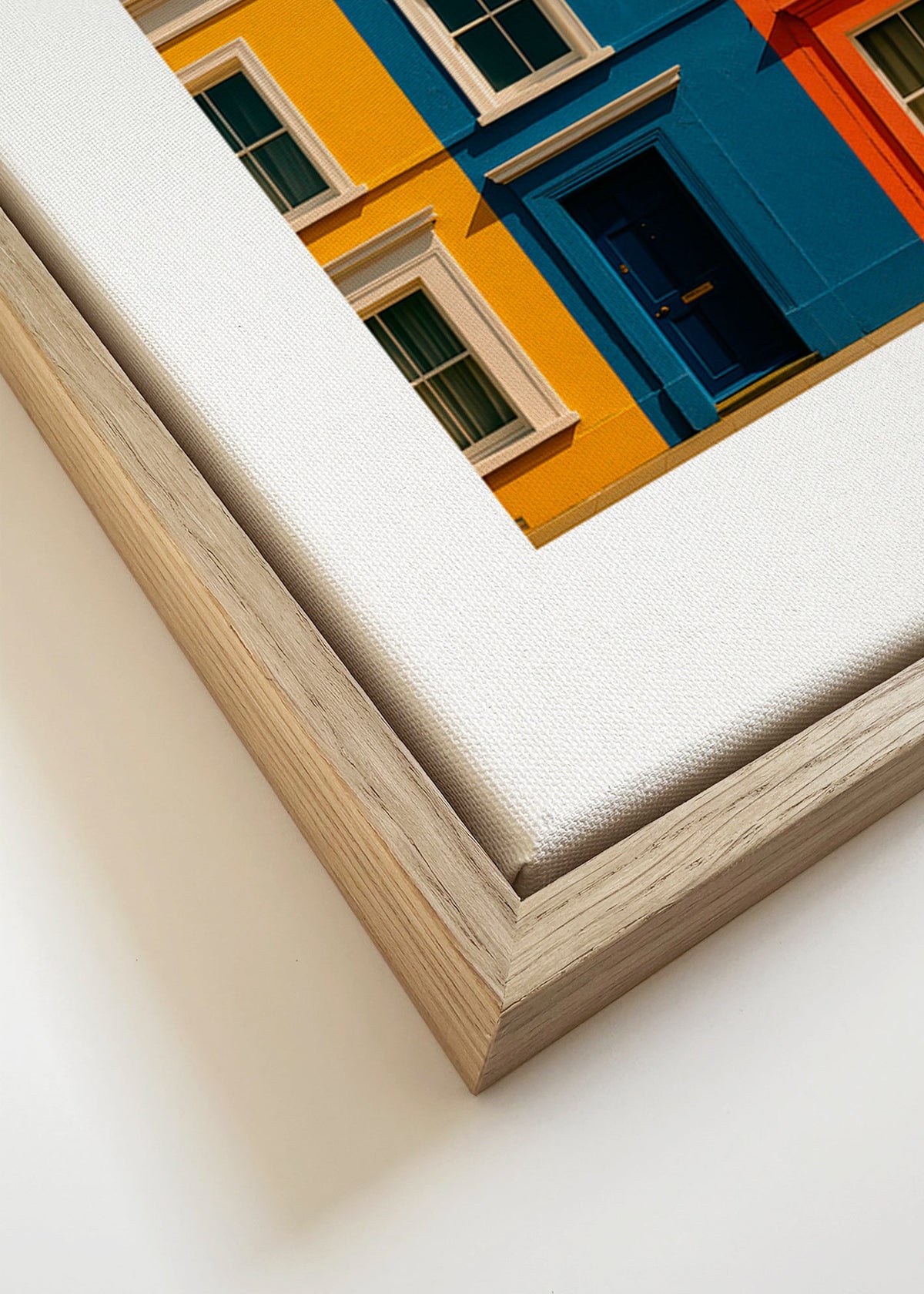 Arte de cidade: fachada três cores – Canvas detail