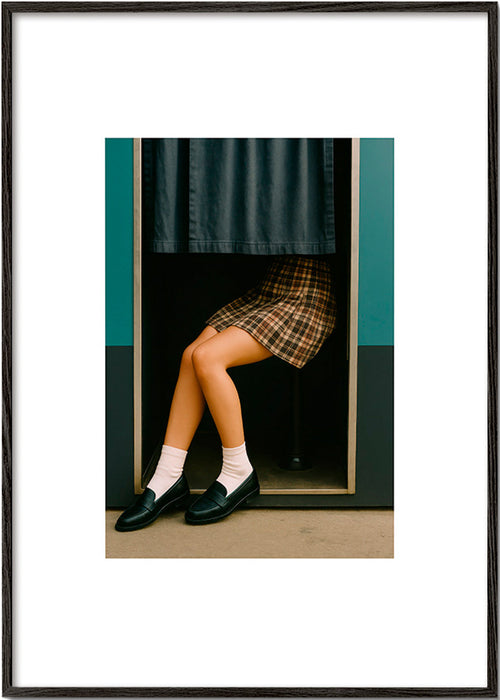 Fotografia editorial de pernas na cabine – Black Frame
