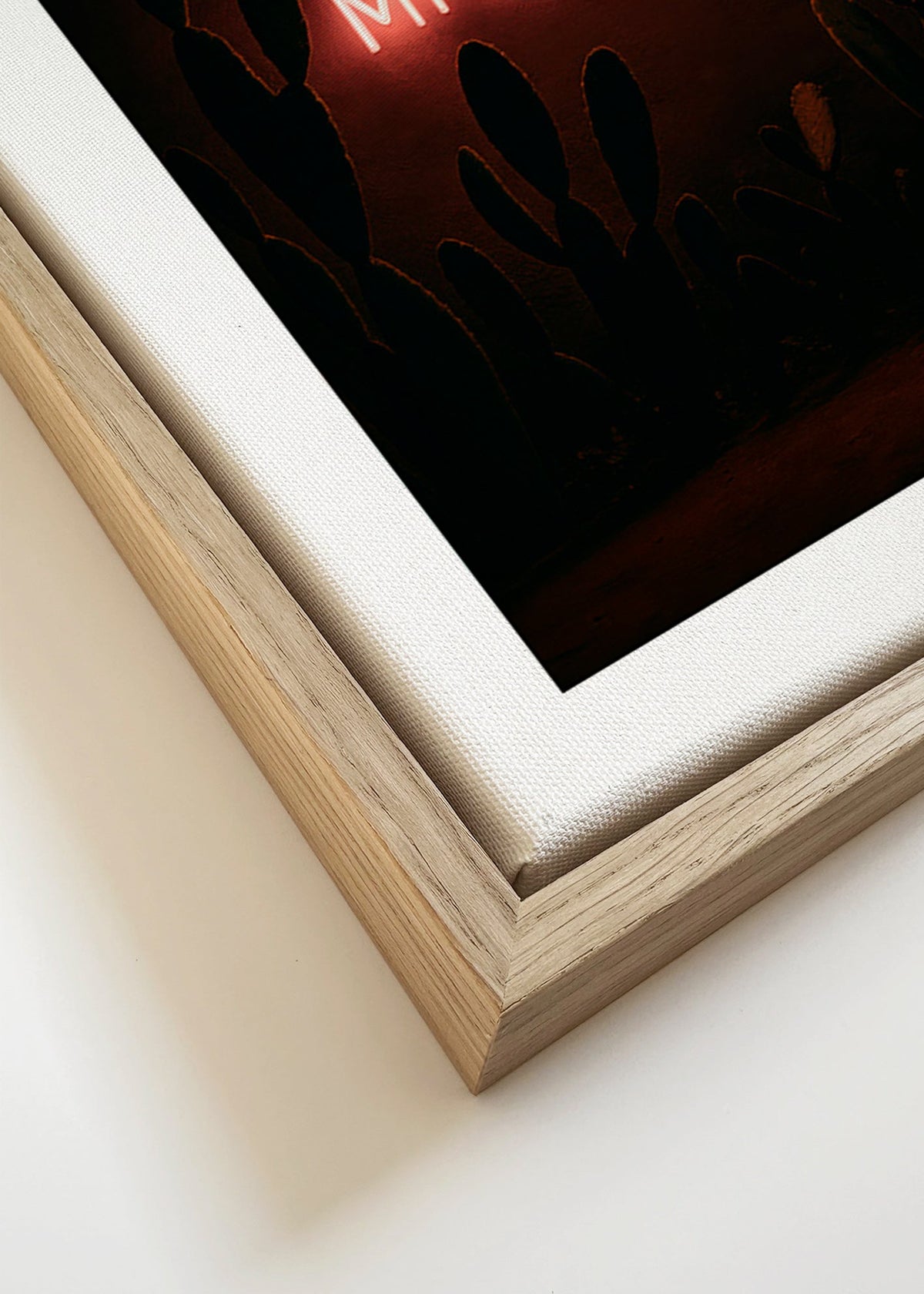 Fotografia: letreiro neon 'Mi Amor' com cactos – Canvas detail
