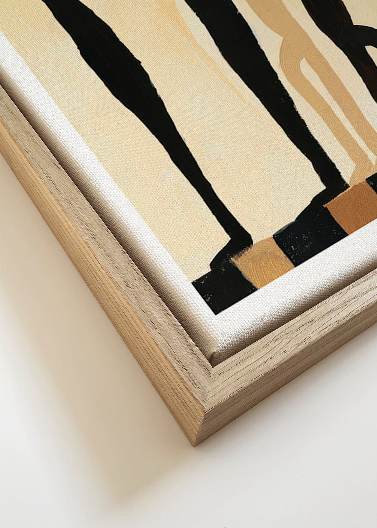 Arte abstrata com figuras alongadas em bege – Canvas detail