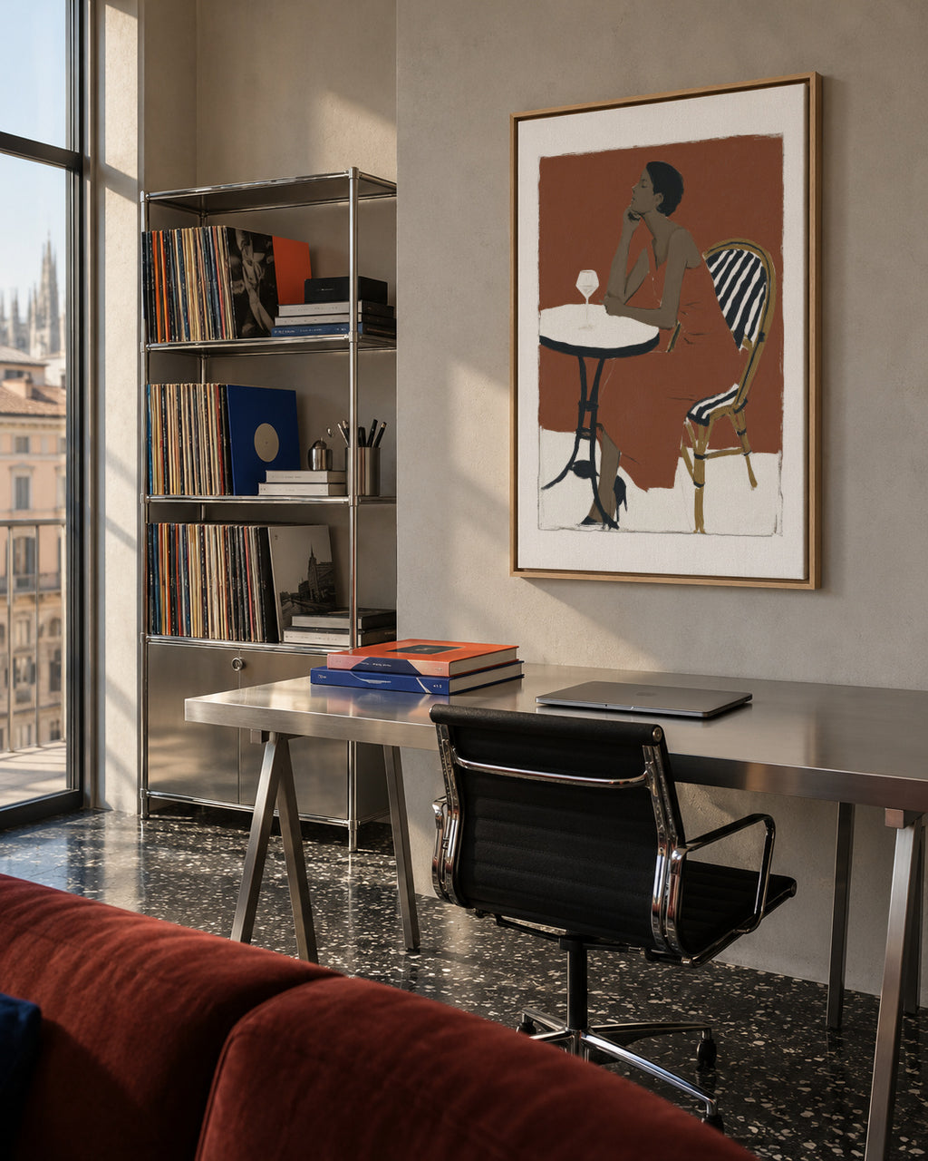 Terrace Wine - Framed canvas in an interior