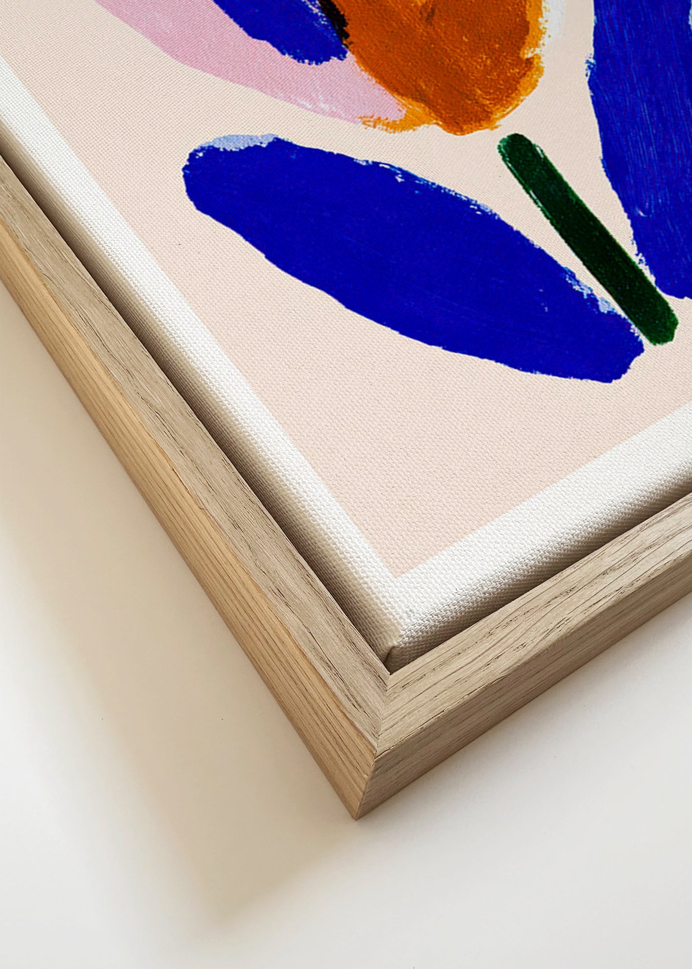 Estampa botânica flor pictórica azul e rosa – Canvas detail