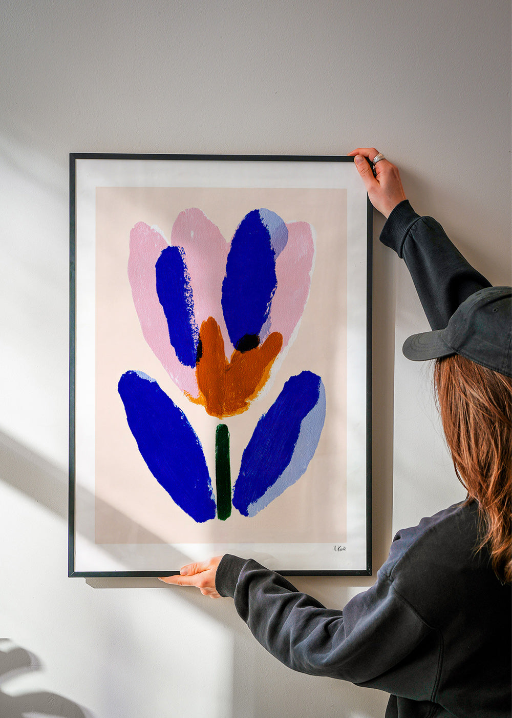 Estampa botânica flor pictórica azul e rosa – Product1