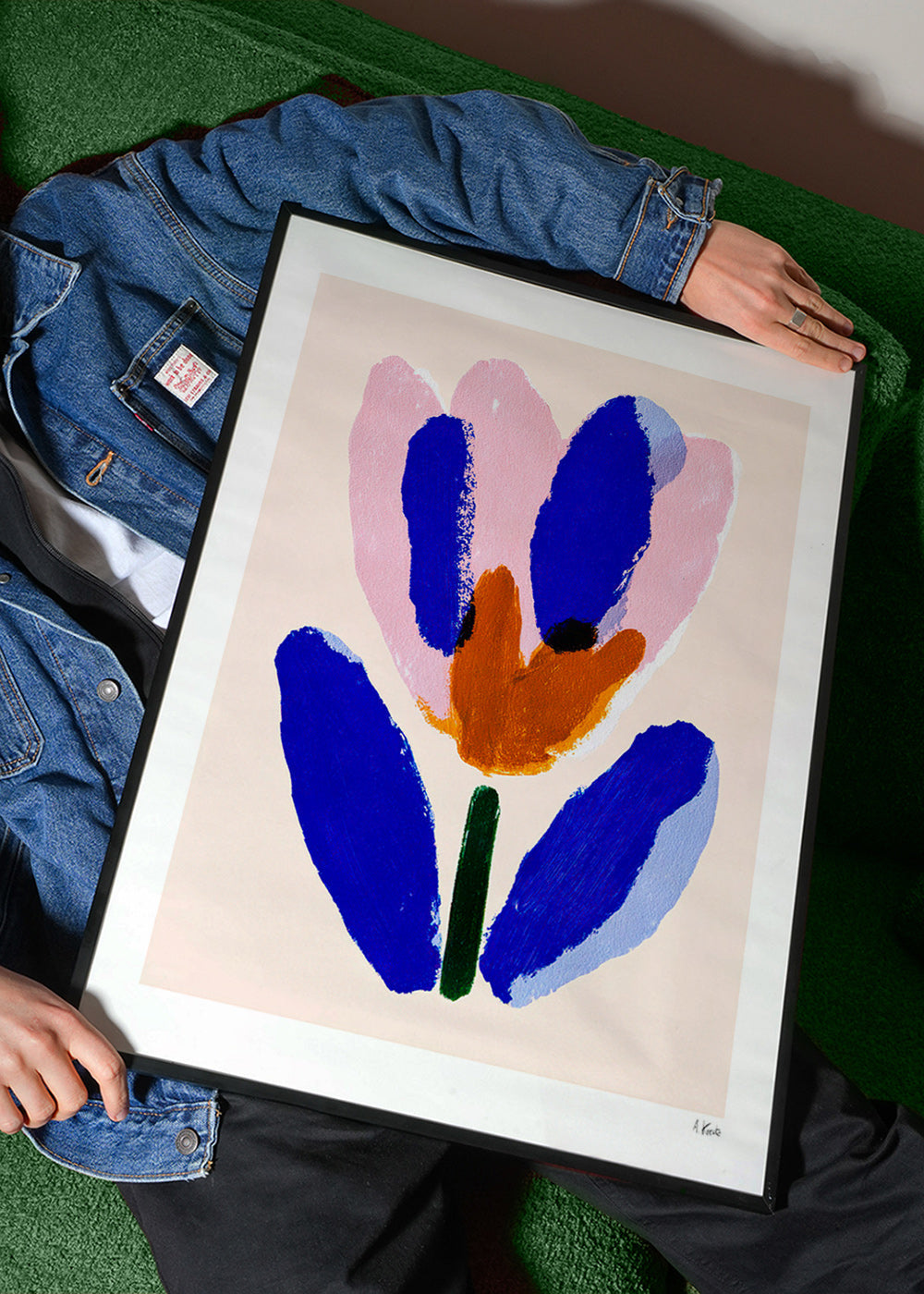 Estampa botânica flor pictórica azul e rosa – Product3