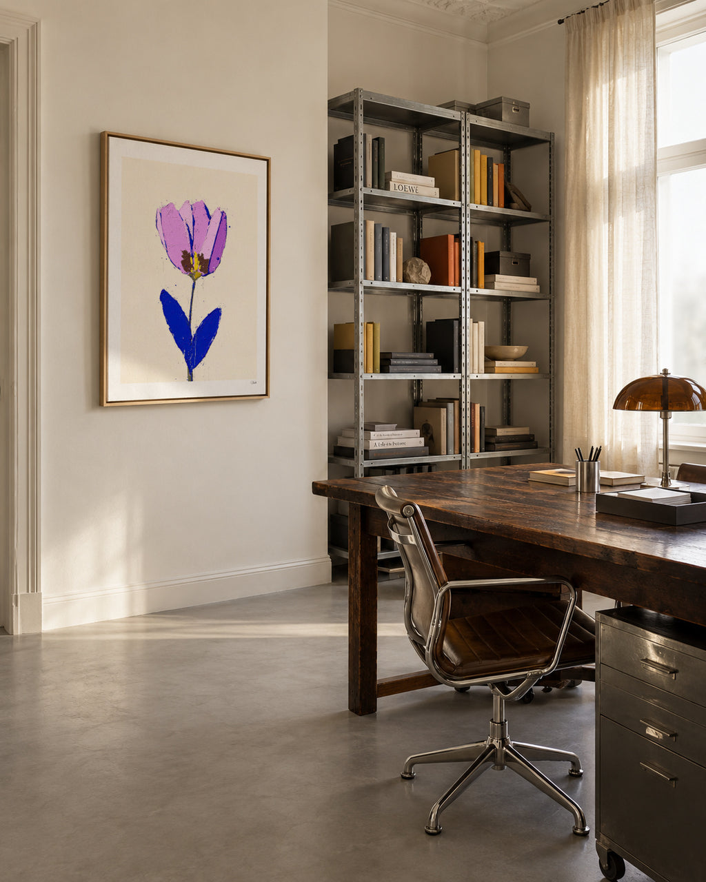 Violet Stem - Framed canvas in an interior