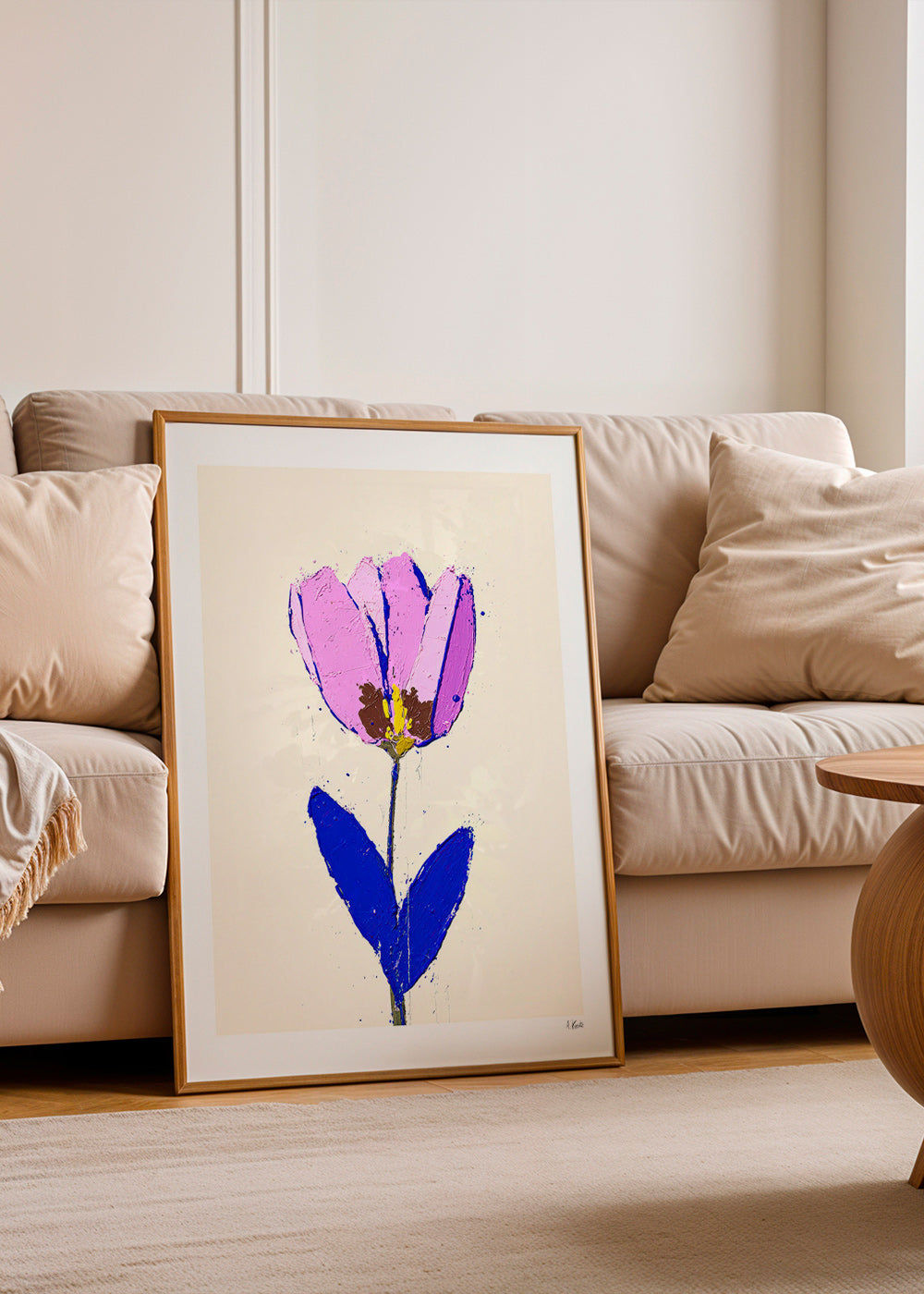 Estampa botânica com flor violeta e folha azul – Product2