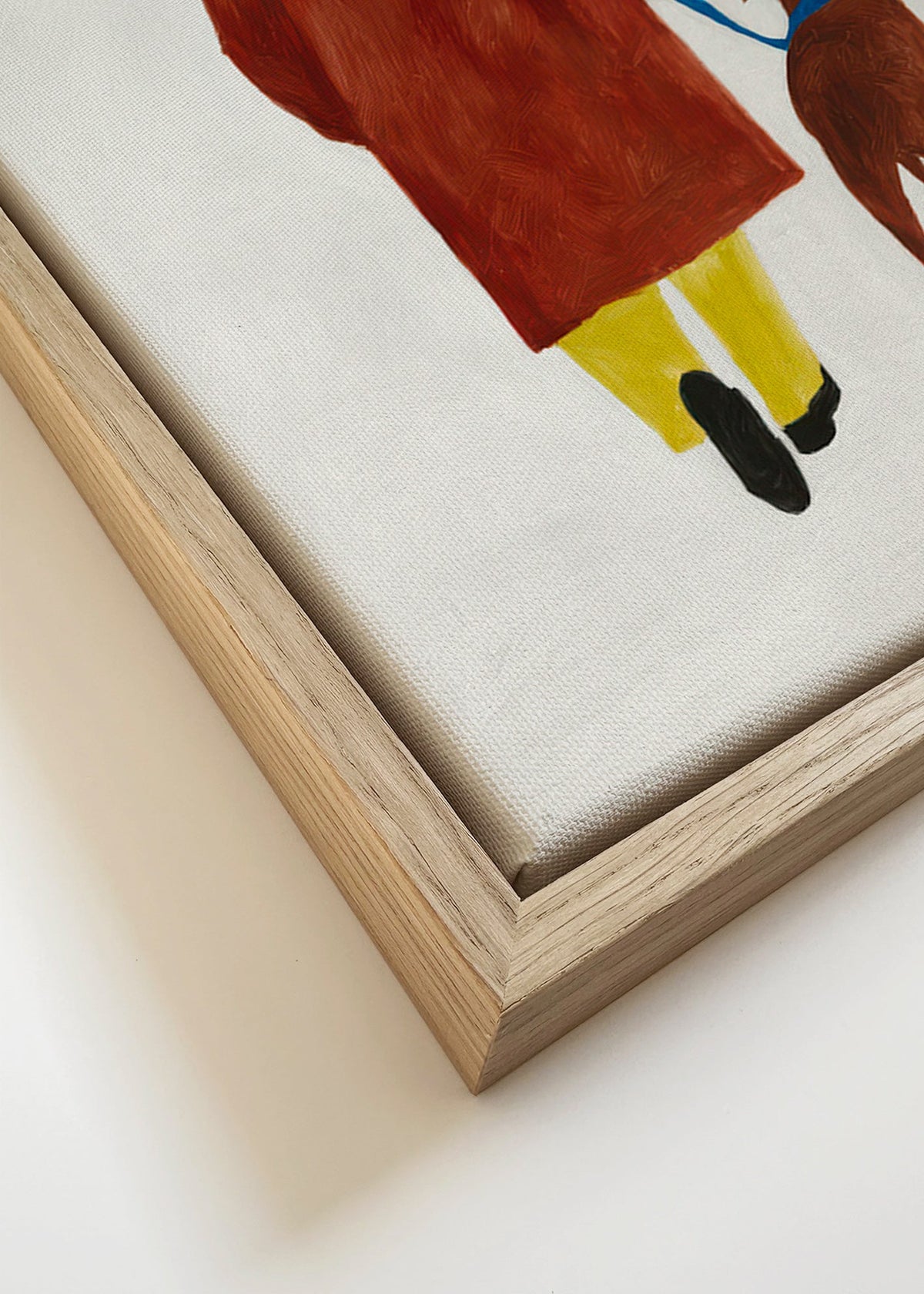 Ilustração de passeio com cão e chapéu amarelo – Canvas detail