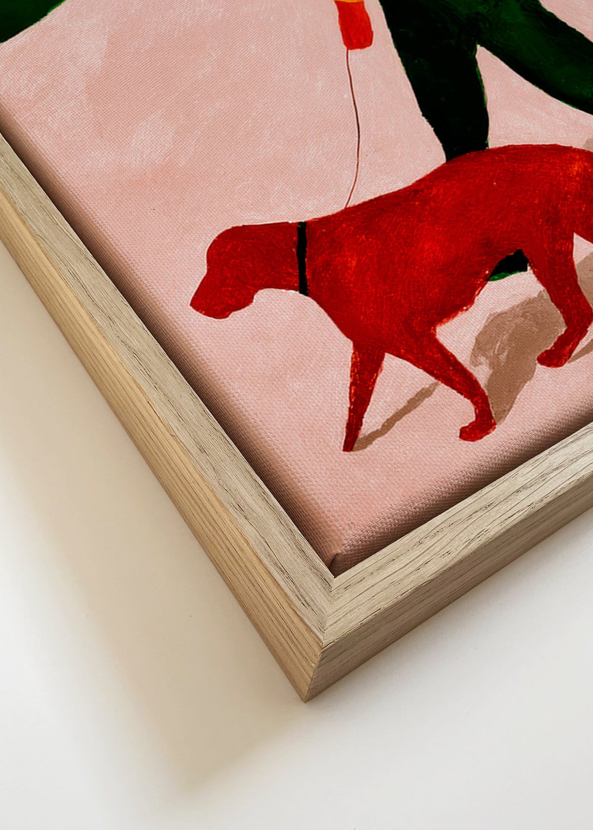 Quadro passeio com cão vermelho – Canvas detail