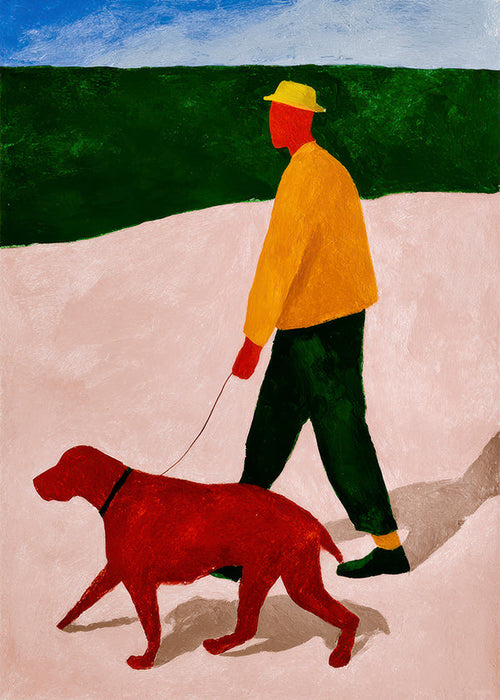 Quadro passeio com cão vermelho