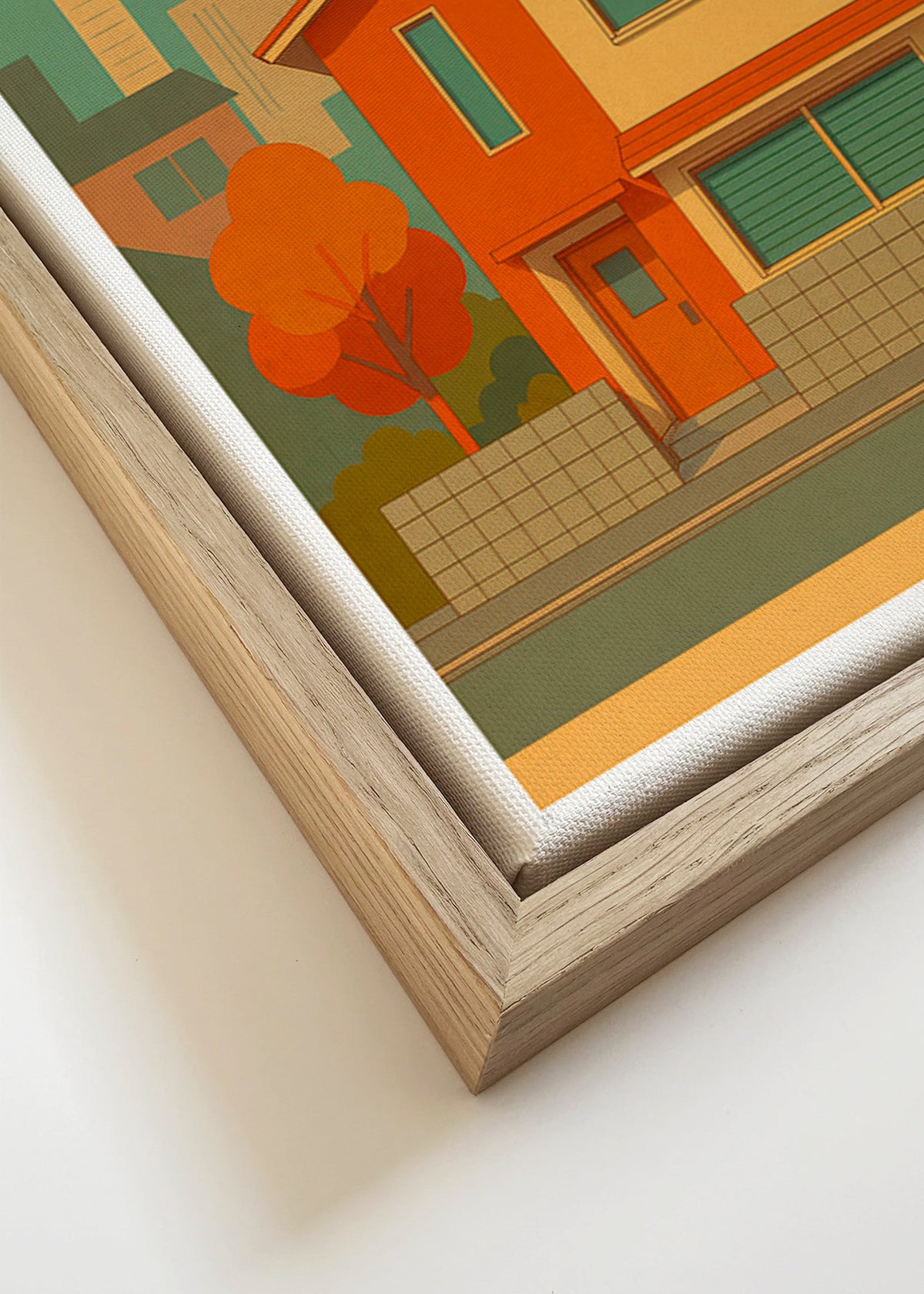 Arte para cozinha: casa japonesa ilustrada em tons retro – Canvas detail