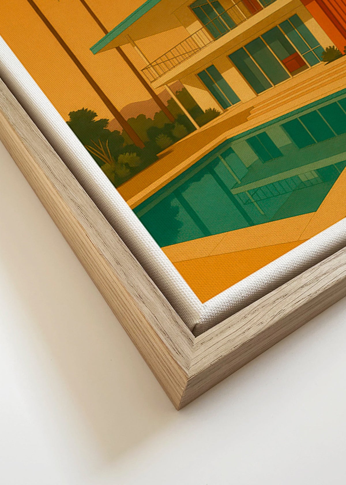 Quadro vila moderna com piscina na hora dourada – Canvas detail