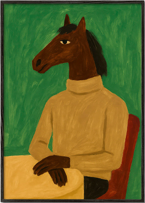 Quadro cavalo com suéter – Black Frame