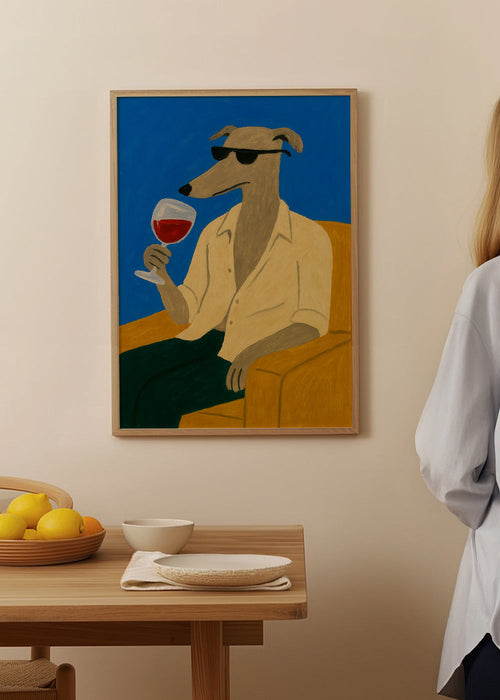 Arte para cozinha: galgo com taça de vinho – Product1